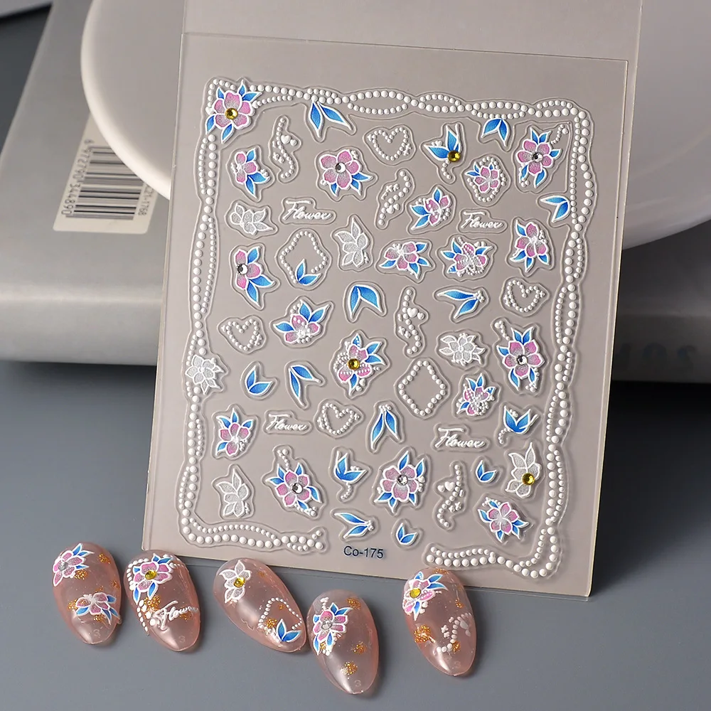 New Technology Relief Nail Stickers Bohemian Three-dimensional Style Xinjiang Ethnic Style Decals Press on Nails Classic Present