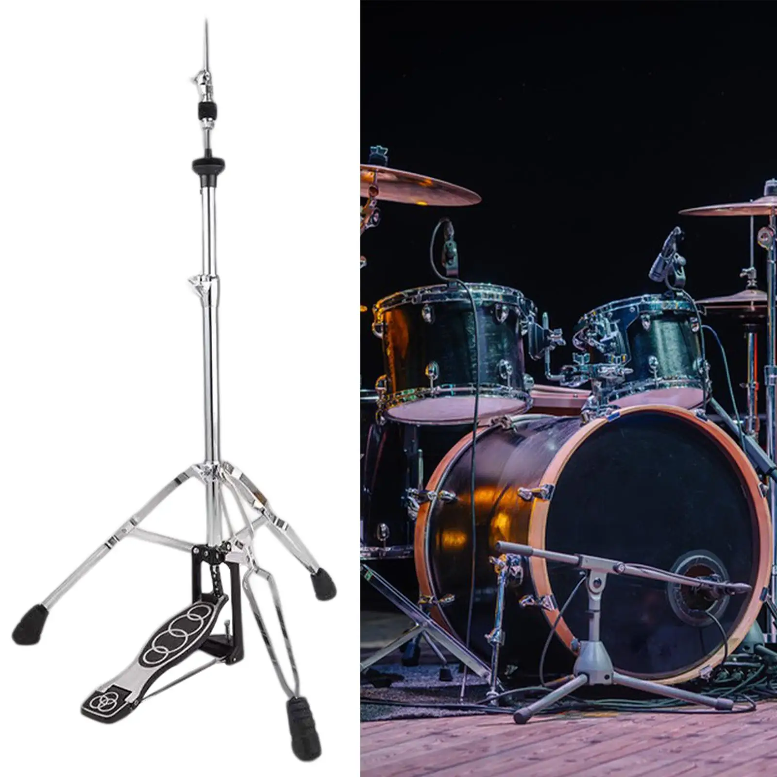 Hi Hat Stand Height Adjustable with Pedal Portable Non Slip Feet Professional Practice Lightweight Cymbal Stand for Drummer