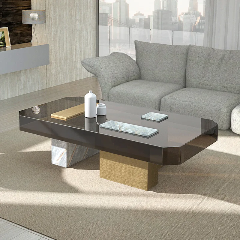 Simple modern living room rectangular Italian marble coffee table