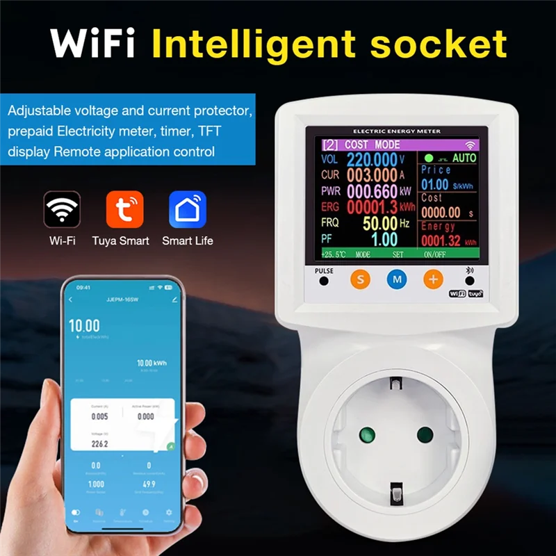 ABSQ-WIFI medidor de potencia Digital inteligente medidor de energía eléctrica voltaje protección de corriente temporizador interruptor enchufe de la UE