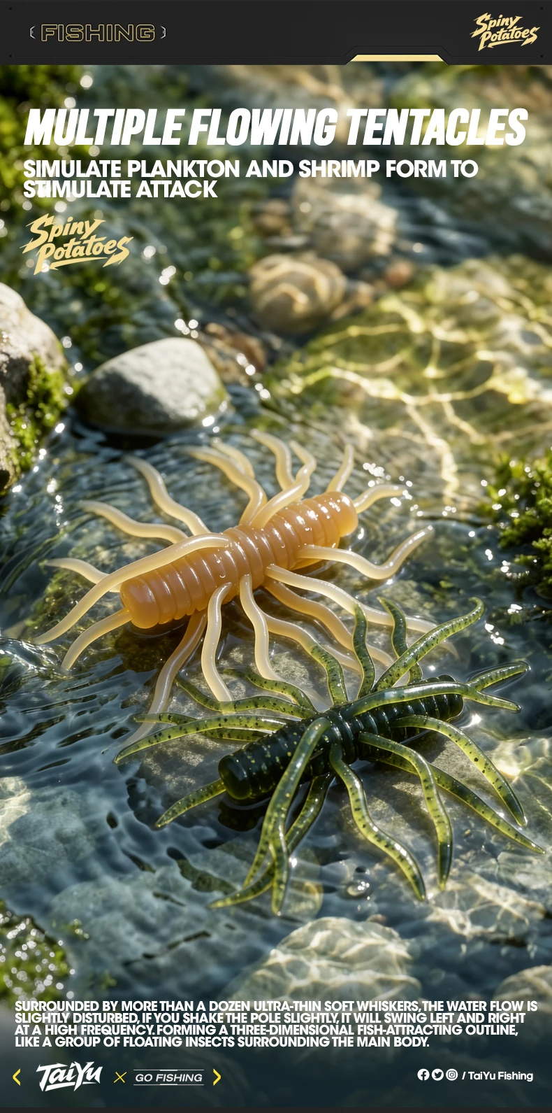 TAIYU Boxed Soft Worms Angelköder aus TPE-Material, langlebiger künstlicher Weichköder für Salzwasser/Süßwasser, Angelköder für Barsch/Forelle. – Detail 4