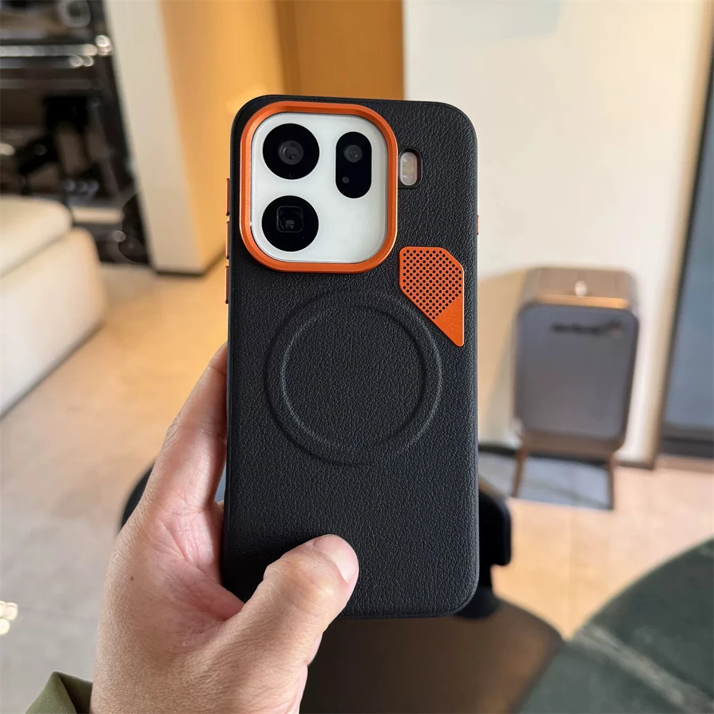 Luksusowe etui biznesowe z magnetycznym zabezpieczeniem przed uderzeniami, wykonane ze skóry PU, do OPPO Find X9 Pro Reno 15 X8 Ultra X8S+, z obsługą magnetycznego ładowania bezprzewodowego. — zdjęcie produktu 5