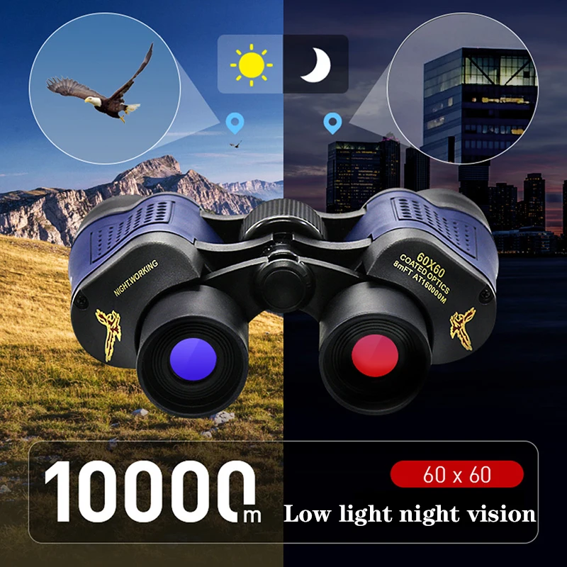 

60X60 Binoculars Telescope Bak4 Night Vision Spyglass Powerful and Long Distance Binoculars for Travel Hunting Camping Equipment