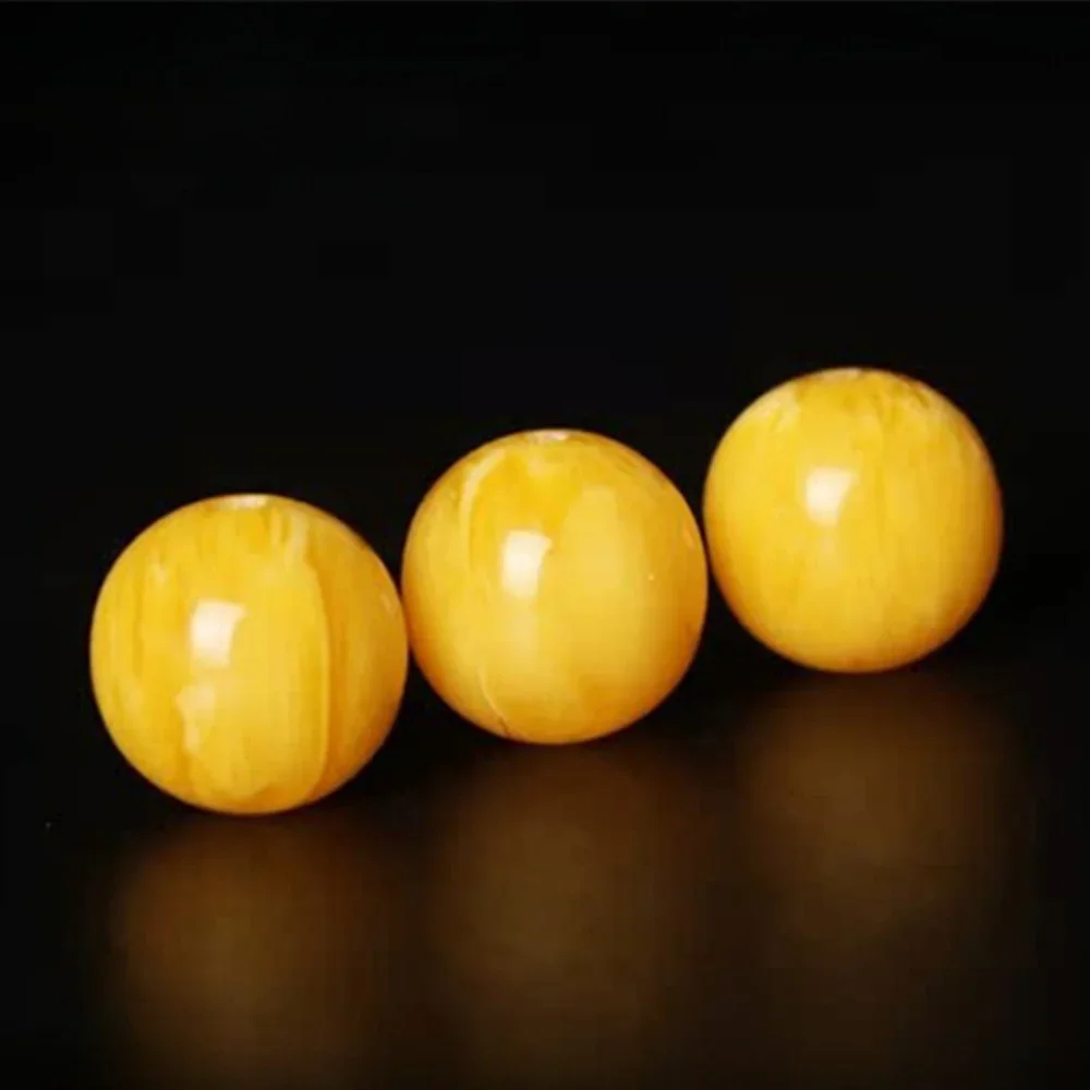 Imitation Amber Beads for Jewelry Making 6-14mm Yellow Beeswax Round Loose DIY Bracelets Necklace Earring Gift Accessories