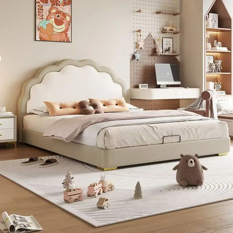 

！@Girls or Boys 1.5m Princess Girl 1.8m Beds Bedroom Baby Room Nordic Kids Bedroom Furniture Storage Bed