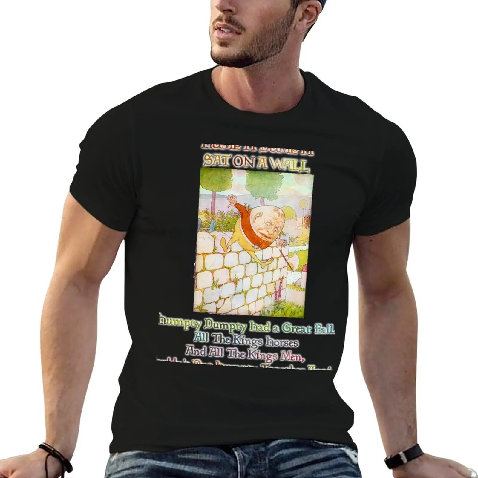 HUMPTY DUMPTY SAT ON A WALL T-Shirt cotton graphic tees designer shirts men clothings