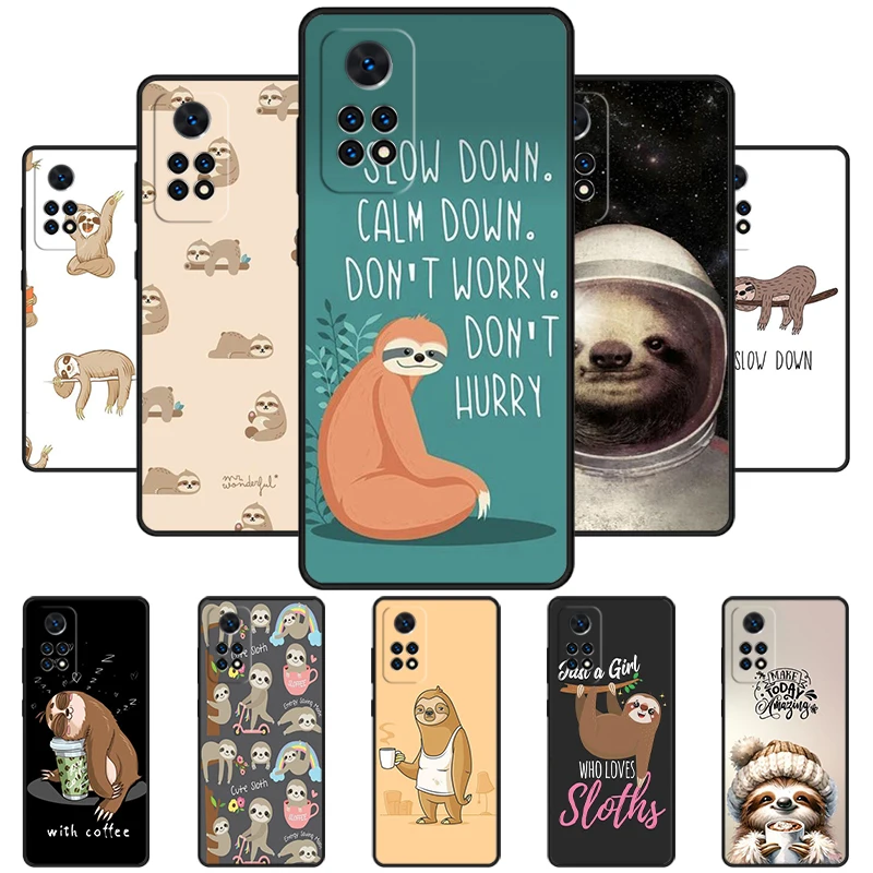 Sloth Cute Animal Phone Case For Redmi Note 11 EPro 11S 10T 9S Promax 8 Pro Xiaomi Mi 11 12X 12S Ultra Cover