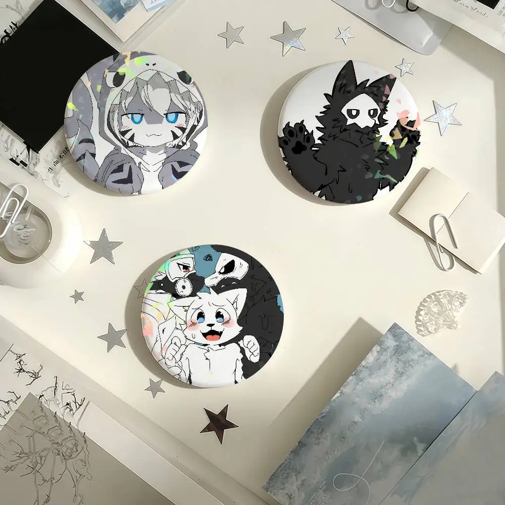 Changed Puro Game furry Shark cat Laser Badge Pins Handmade Brooches for Backpack Gifts Bag Decor Fans Collect