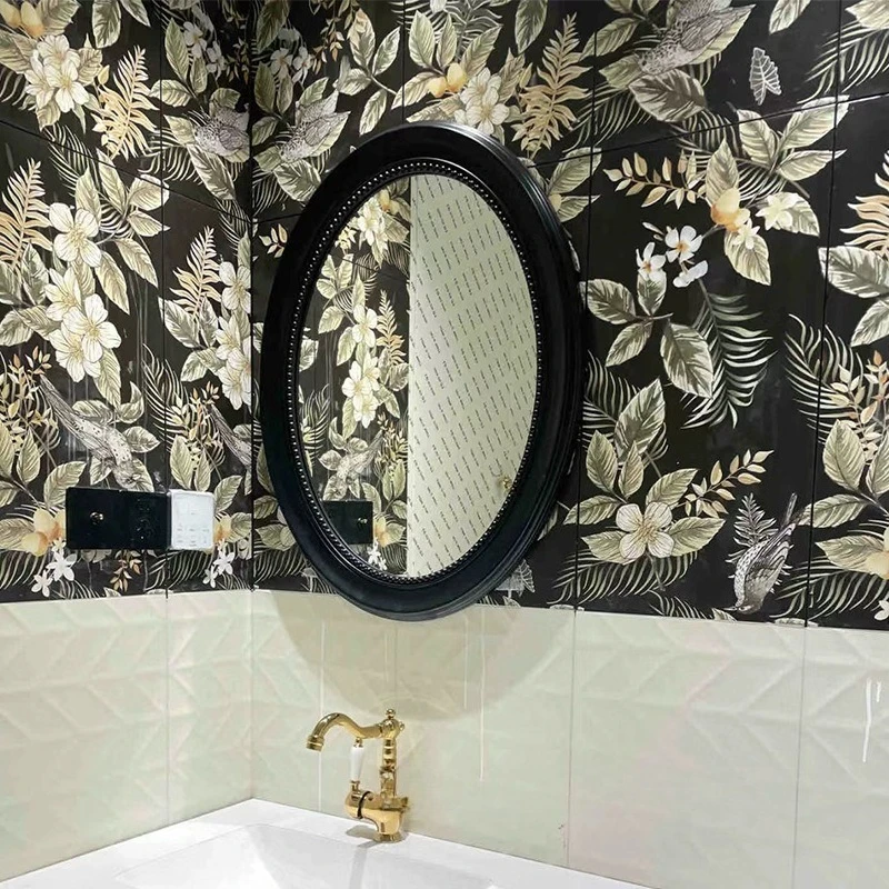 Vintage Black American Oval Wall Mirror Toilet Bathroom Mirror Dressing Mirror Modern French
