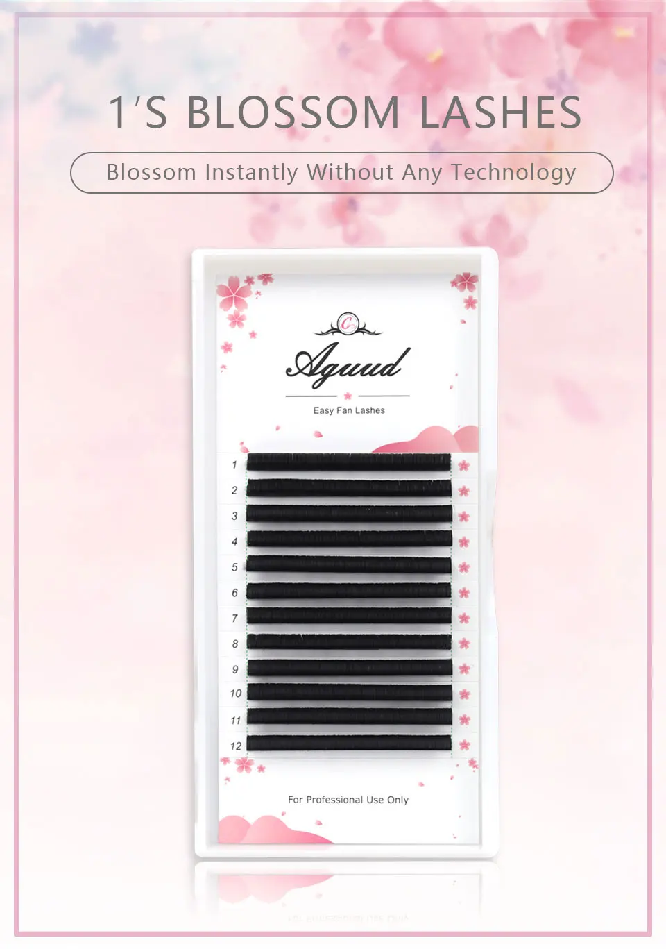 AGUUD Easy Fan Lashes Matte Dark Black Volume Extension 8-15mm Mix Mega Wimpern Blooming Fans Wimpernverlängerung Make-up Cilios – Detail 2