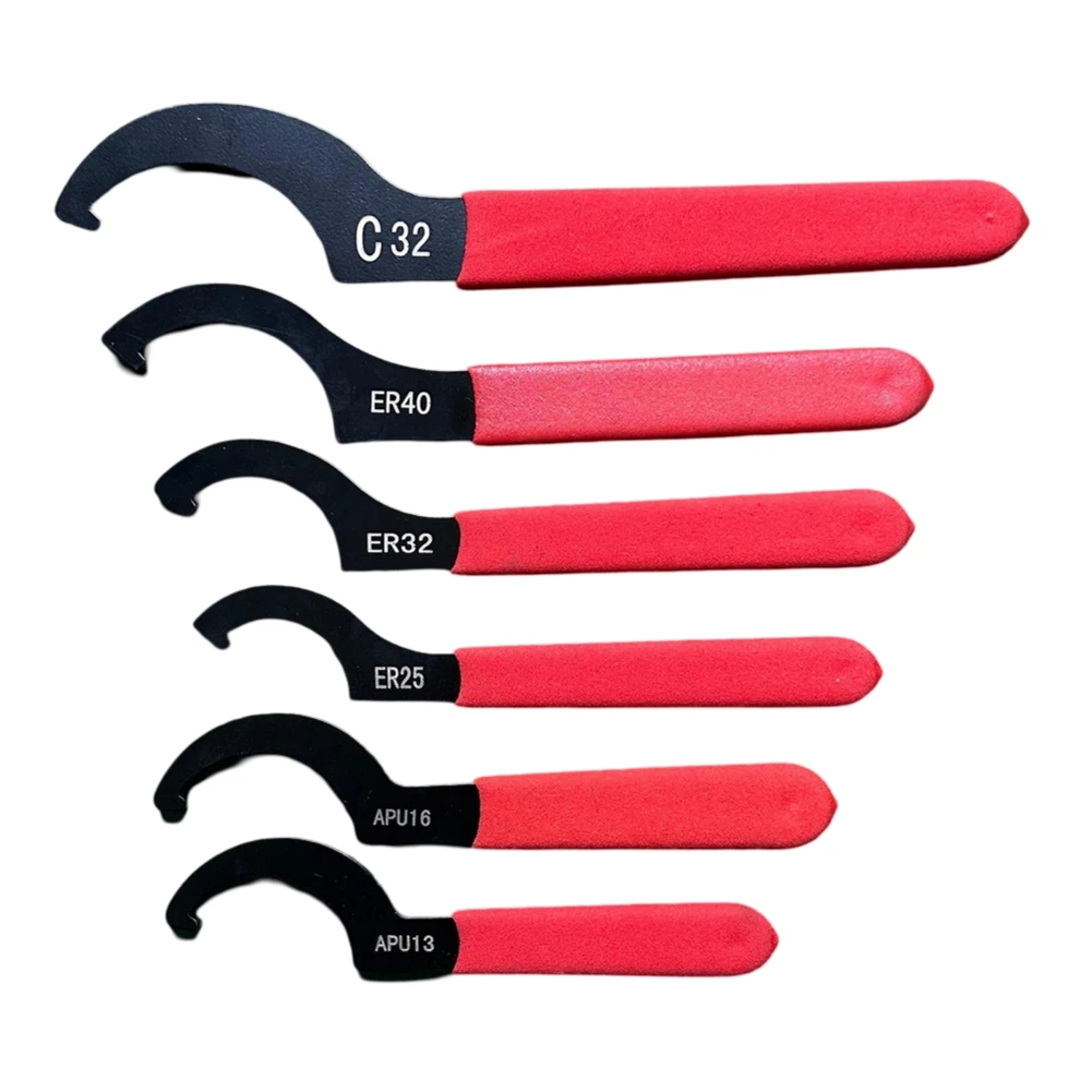 

6 Piece Adjustable C Hook Wrench Set for Various Applications Including Engraving Machines and Electric Spindles