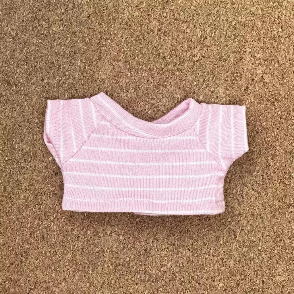 Para 17 cm labubu roupas de bebê de pelúcia vinil rosto boneca pingente labubu com camiseta versátil topo pequenas roupas para labubu