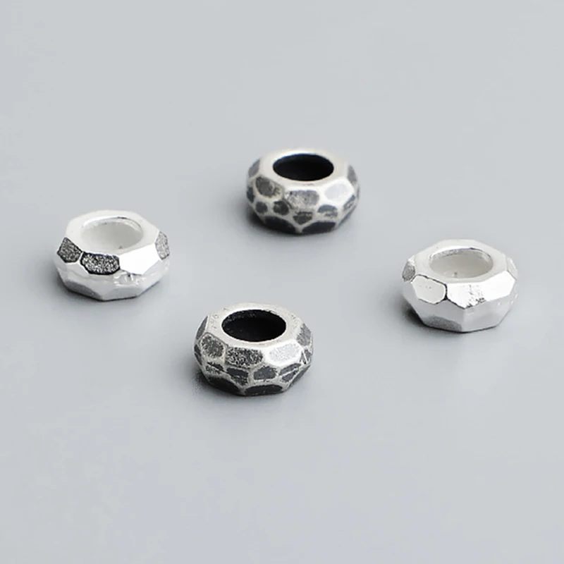 

1pc 925 Sterling Silver Chasing Marks Wheel Big Hole Beads 7.5x3.5mm Bracelets Necklace Silver Bead Spacers DIY Jewelry Findings
