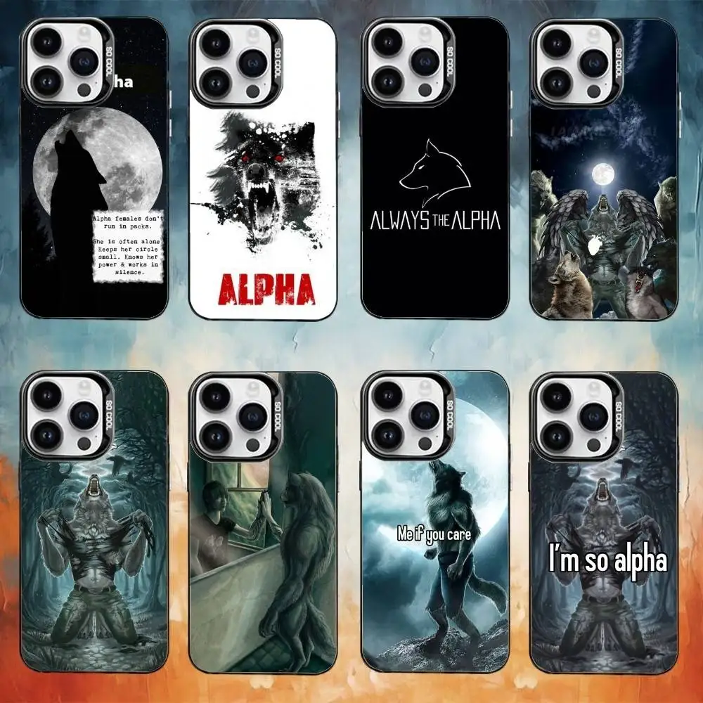 Capa de telefone Alpha Sigma Wolf para iPhone17,16,15,14,13,12,11 Plus, Pro Max Black Candy Matte Capa à prova de choque