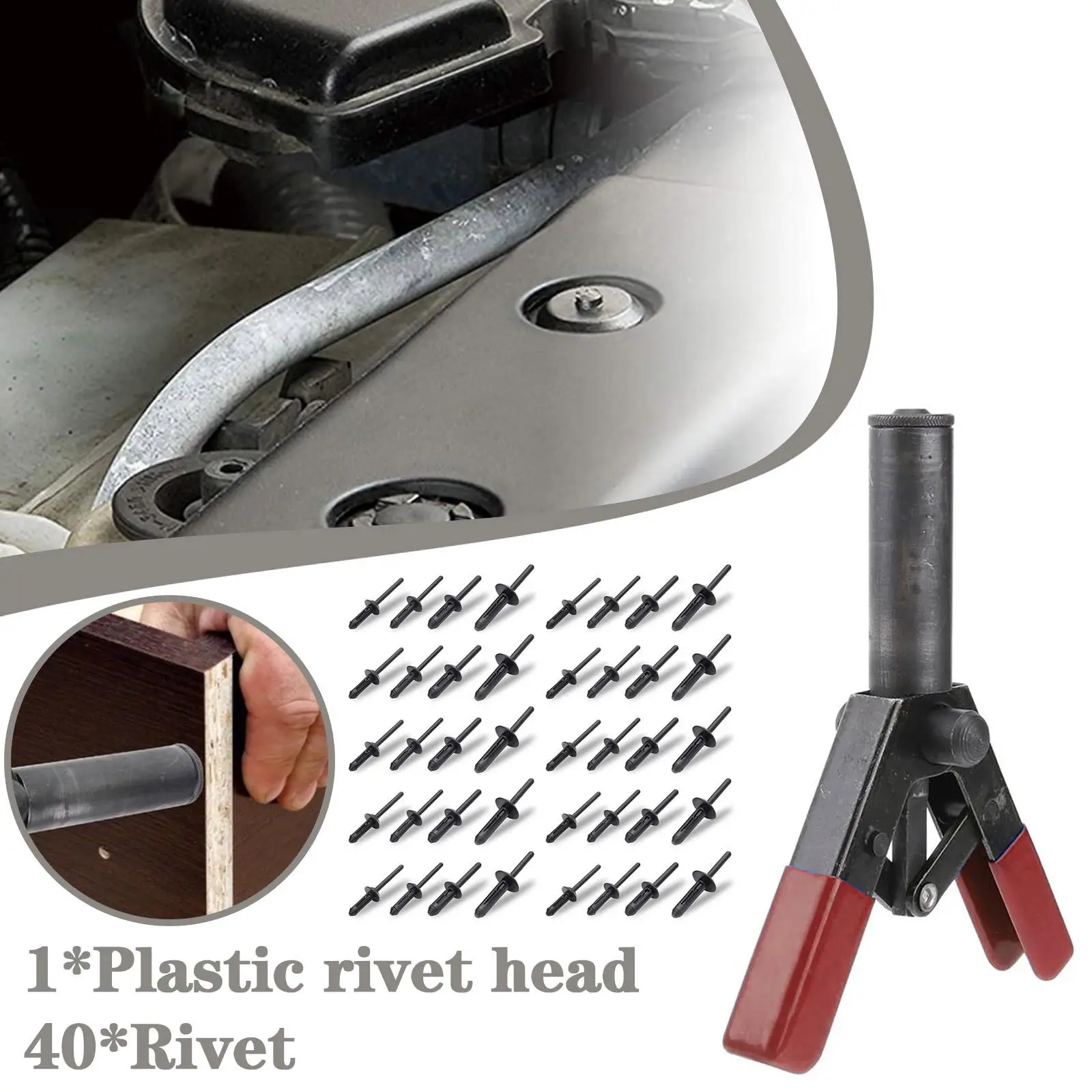

Plastic Rivet Gun Set Multifunctional Poly Rivet Gun Quick Set For Fastening Door Panels & Automotive Trim 40 Pieces POM Ri K8J1