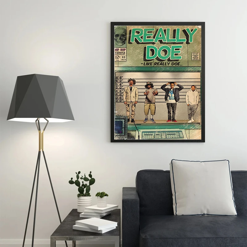 Rap Singer Vintage Comic Poster Kanye Mac Miller Weeknd Comic Canvas Prints Wall Decor Rap Pop Music Fans Home Room Art Decor