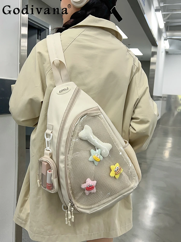 

2025 New Original Cute Girl Pain Bag Transparent Layer Breast Bag Class Leisure Commute Shoulder Ins Style Messenger Bags