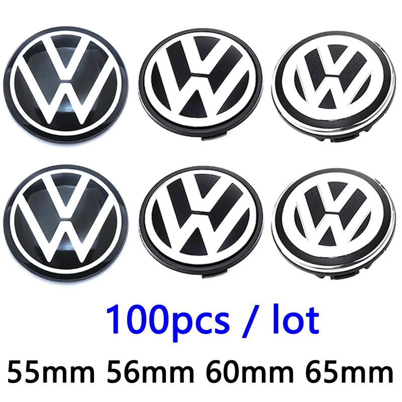 100pcs 66mm 65mm 60mm 56mm For VW Golf Passat Beetle CC Bora Polo Touareg Tiguan Wheel Hub Center Cap Car Hubcap Badge Emblem