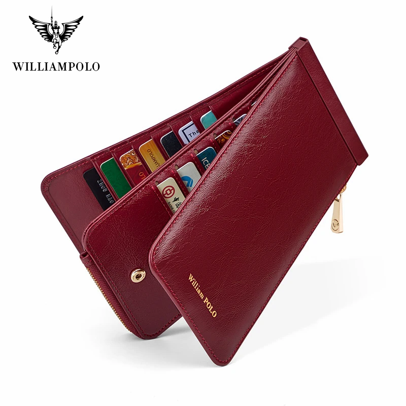 WILLIAMPOLO Luxury Brand Women's Wallets Clutch Bag Coin Purse Zipper Bag Card Holder Designer Wallet Classic Money Bag