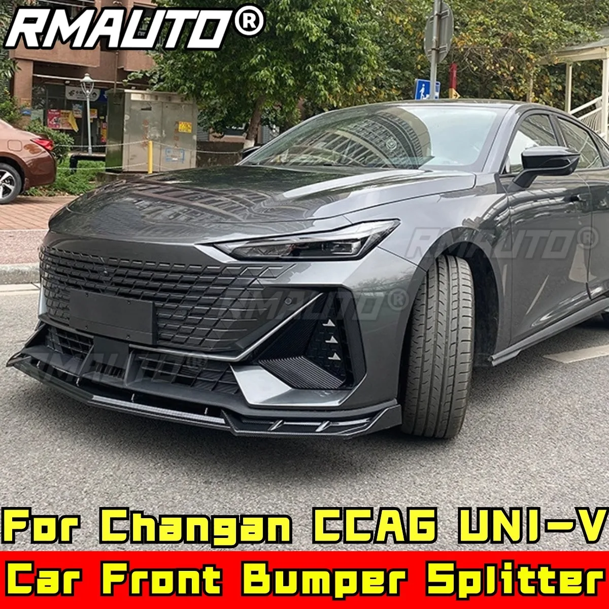 

For UNI-V Body Kit Front Bumper Lip Guard Glossy Black Sport Style Front Bumper Spoiler For Changan CCAG UNI-V Car Accessories