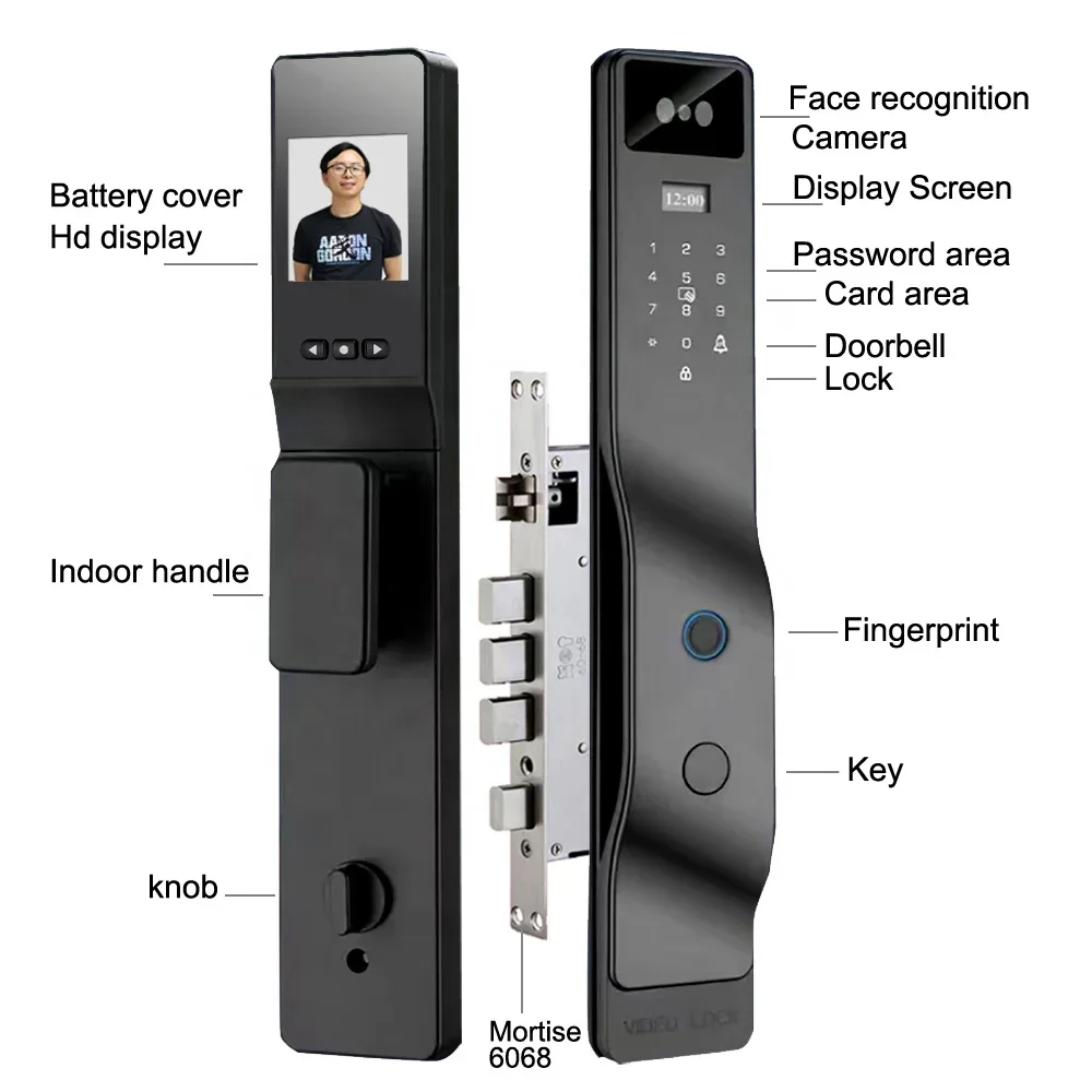 Fechamento automático do reconhecimento facial 3D para casa e escritório, Digital Face Recognition Door Lock