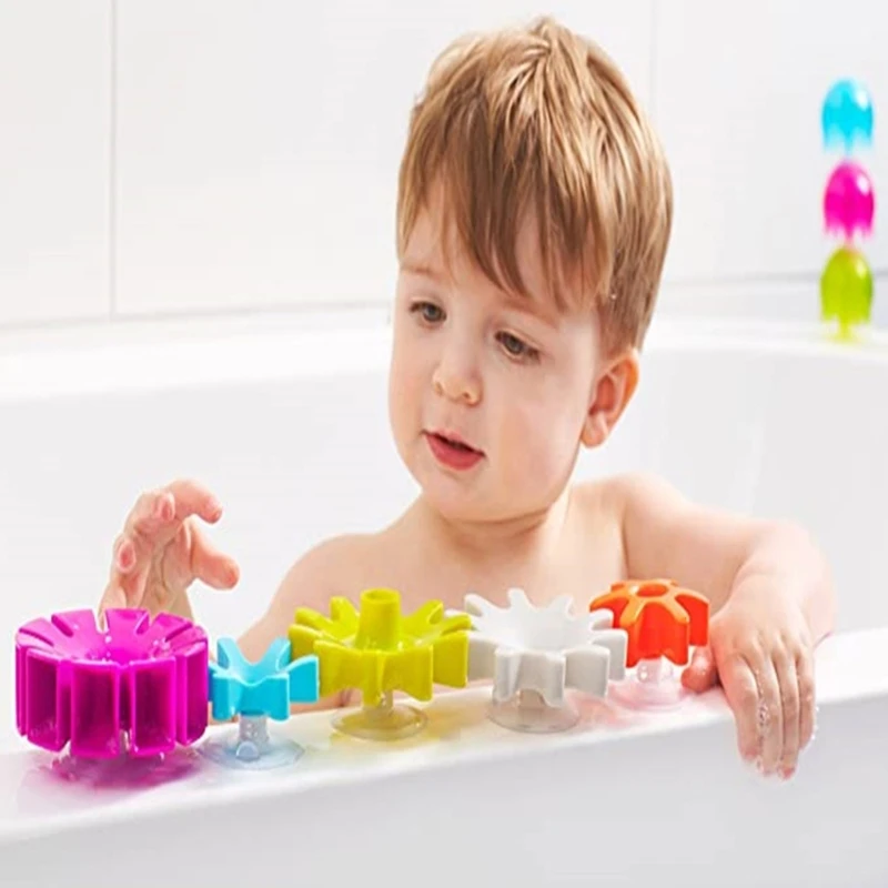 Juguetes de baño para bebés, ventosa colorida, rueda de engranaje, juguete para niños, bañera, pequeña rueda de agua