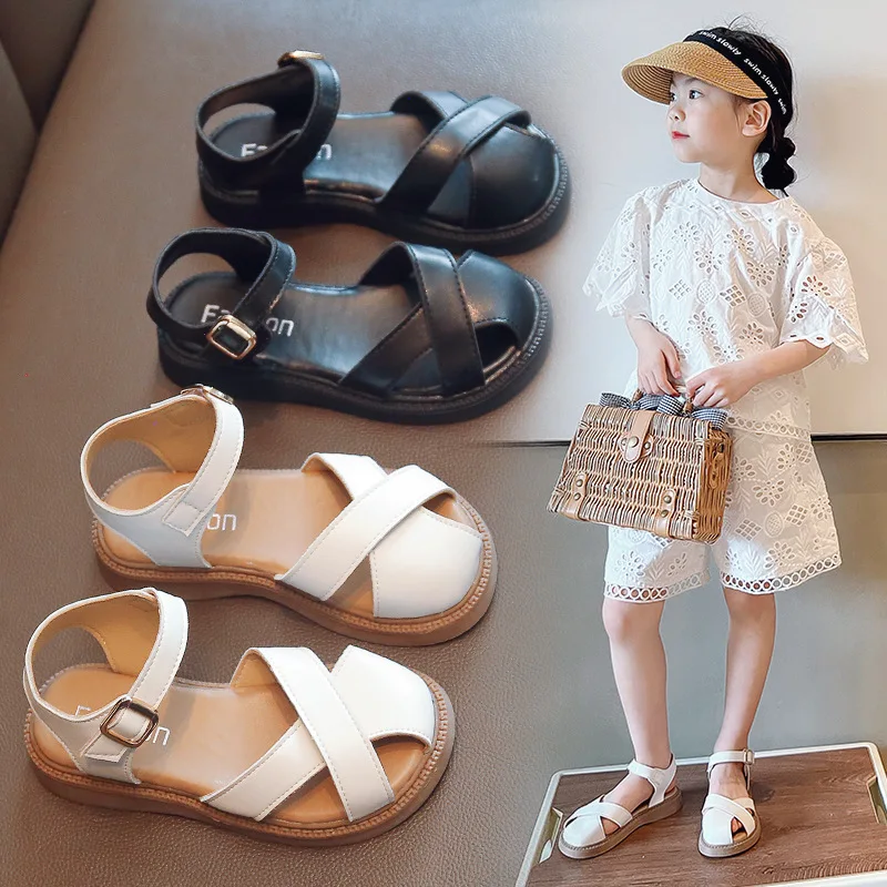 Summer Girls Shoes Comfortable Soft Bottom Children Sandal Princess closed-toe Sandals Casual Kids Flat Beach Shoes Hollow out