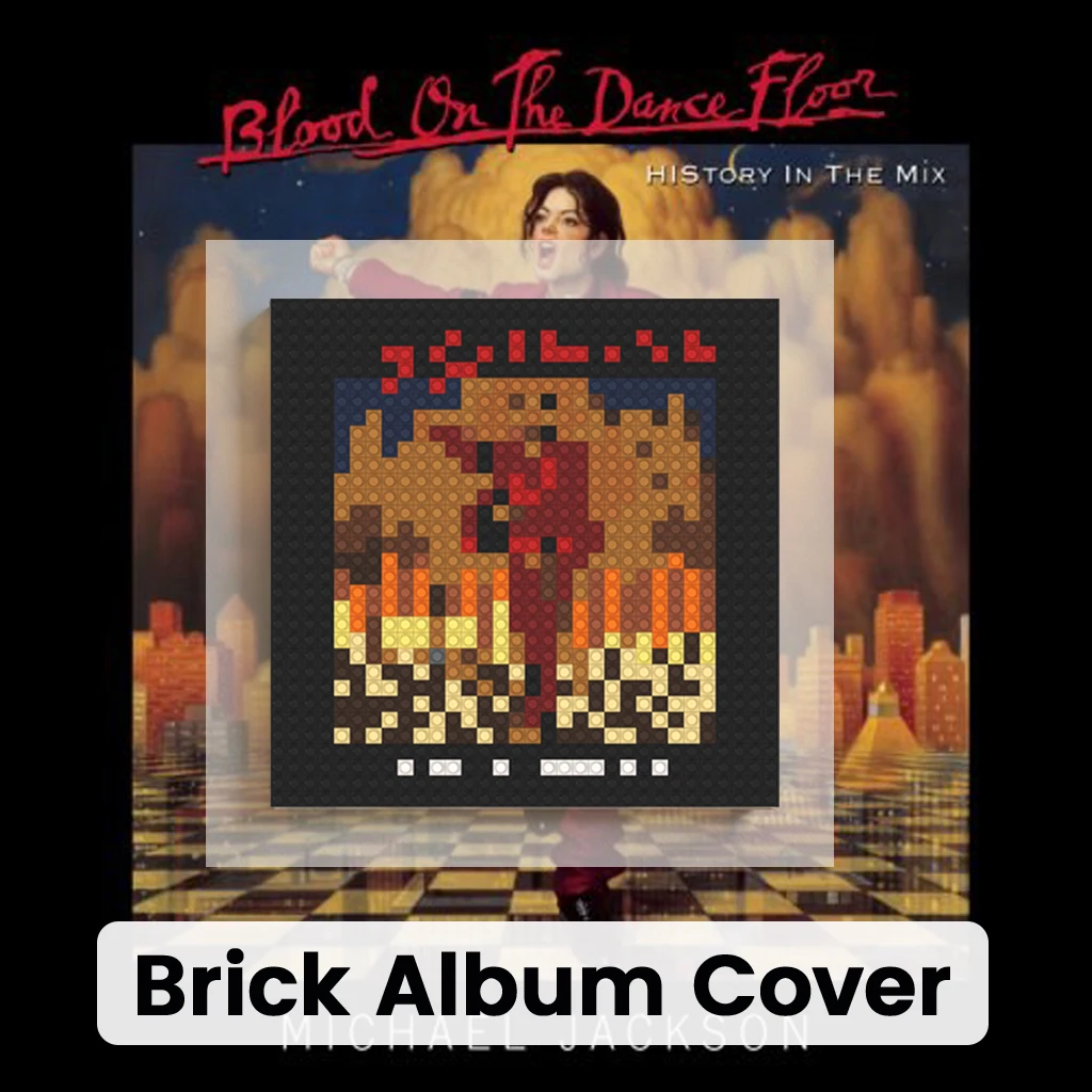 

M-Michael Jackson Pop R&B Funk Music Album Cover Building Blocks Mosaic Pixel Art Brick Painting Home Bedroom Wall Deco