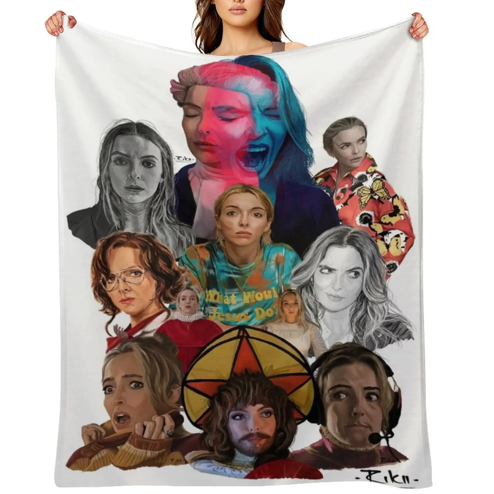 Jodie Comer collage Throw Blanket Large Custom Sofa Quilt Blankets For Bed Blankets
