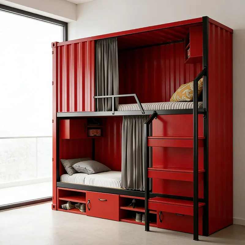 

Creative Bunk Beds Student Dormitory Youth Hostel Container Iron Bed Space Capsule