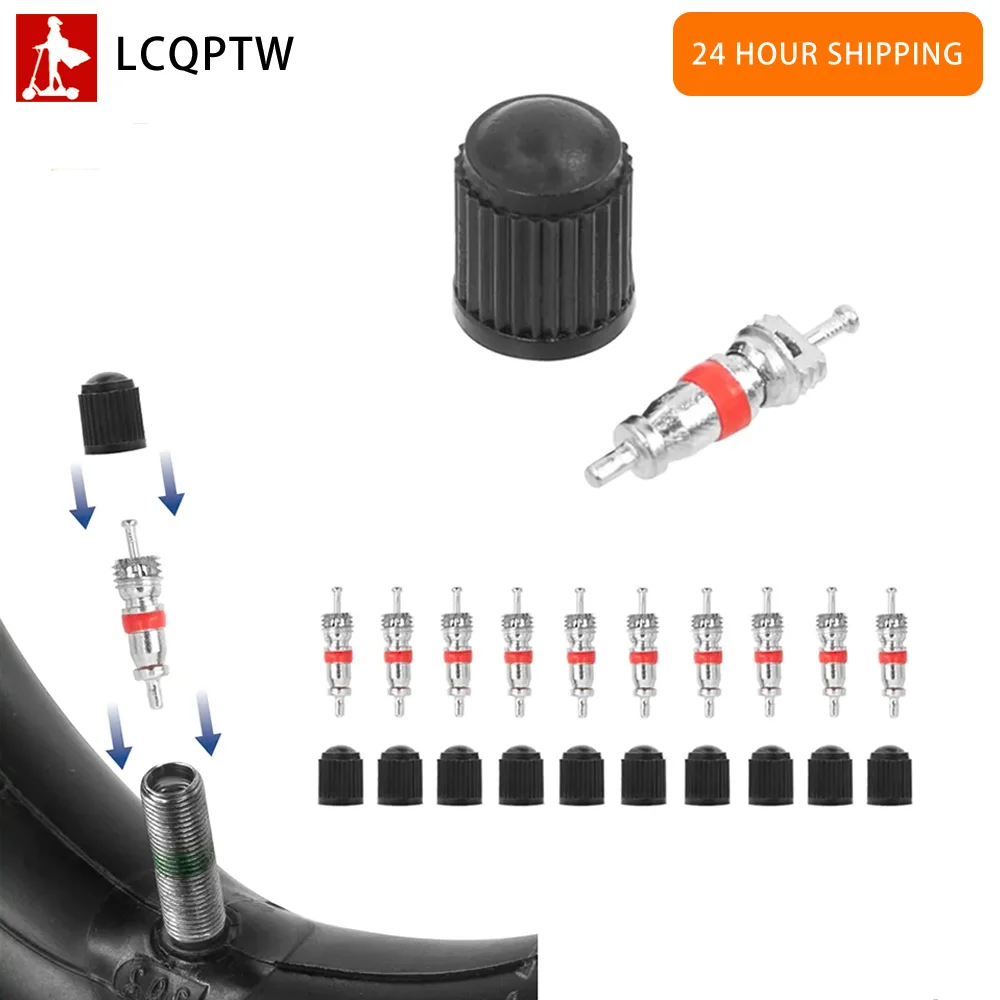 10pcs/set Wheel Tire Valve Core with Dustproof Caps for Electric Scooter Car Bicycle Tyre Motorcycle ATV Bike Repair Parts