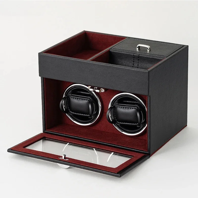 Multifunctional Watch Winder Watch Jewelry Storage Case Sundries Sorting Display Box Double Head Vertical Motor Box with Light