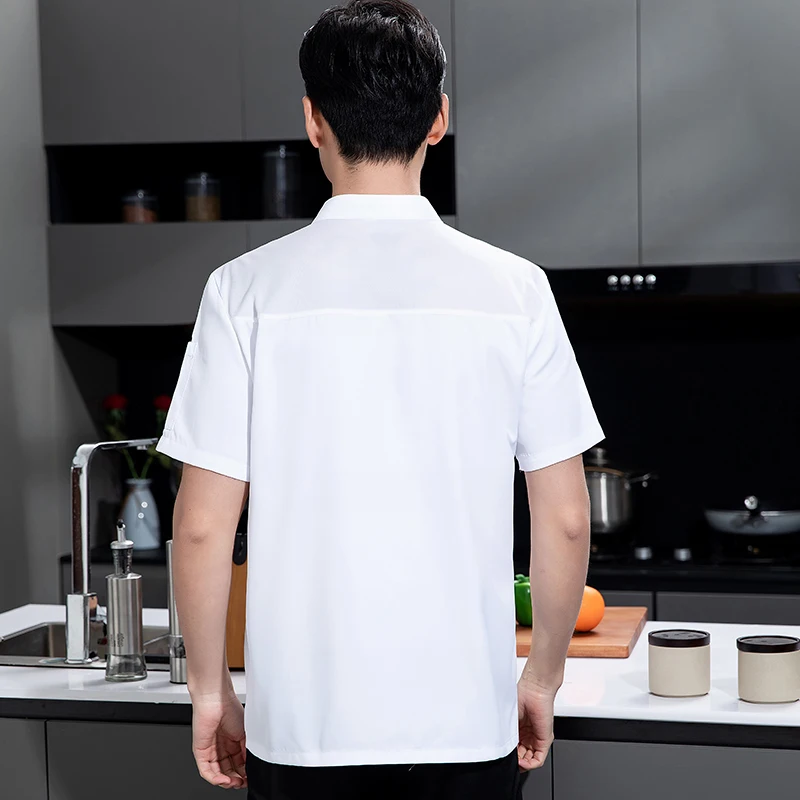Logotipo personalizado para uniforme de Chef, camisa de cocina de restaurante, traje de camarero de Catering de Hotel de manga corta, monos de panadería