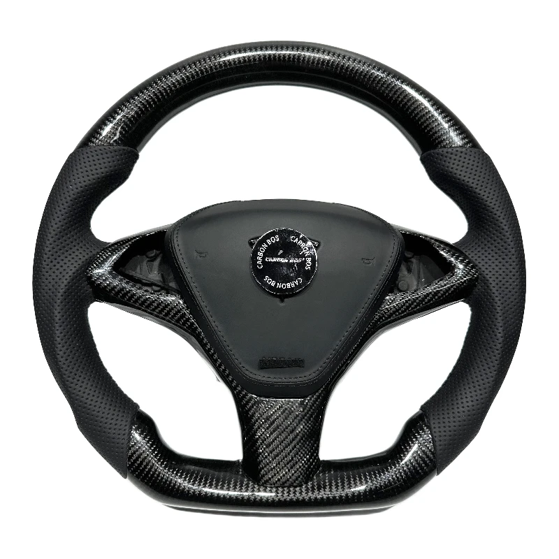 

Carbon Bos Black Carbon Fiber Steering Wheel For Tesla Steering Wheel for Tesla X Tesla S New Style Handmade Leather Black