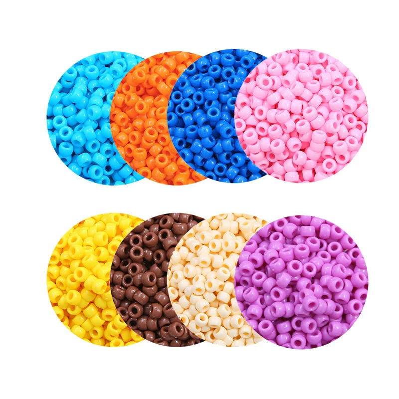 100Pcs Acrylic Pony Beads 9x6mm Bulk Plastic Large Hole Decorative Beads For DIY Friendship Bracelet Jewelry Making Braids 썸네일 5