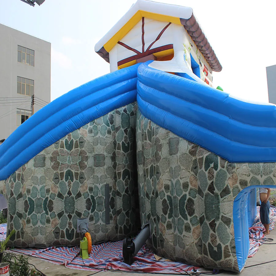 تصميم جديد سجل المقصورة نفخ الهواء ترتد منزل الشريحة نفخ المياه تسلية الشريحة #4