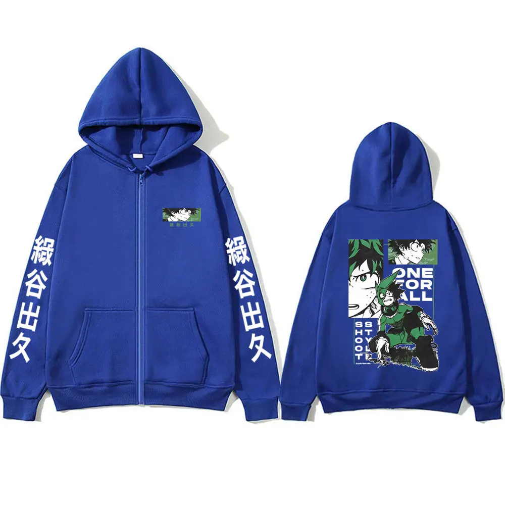 Anime My Hero Academia Midoriya Izuku Reißverschluss-Hoodie für Männer und Frauen Lässige Vintage Zip-Up-Jacke Manga Cosplay Zip-Up-Sweatshirt – Detail 4