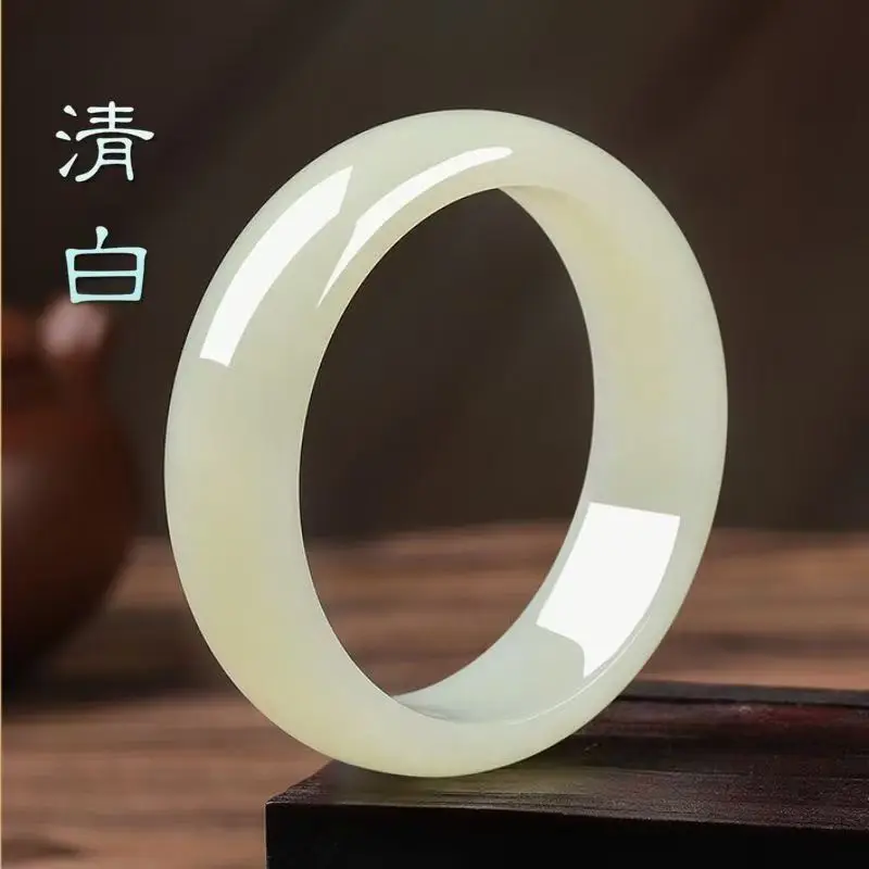 Hetian Jade Bracelet Women's Cashmere White Jade Bracelet Genuine Natural Blue and White Jade Bracelet Woman Jewelry