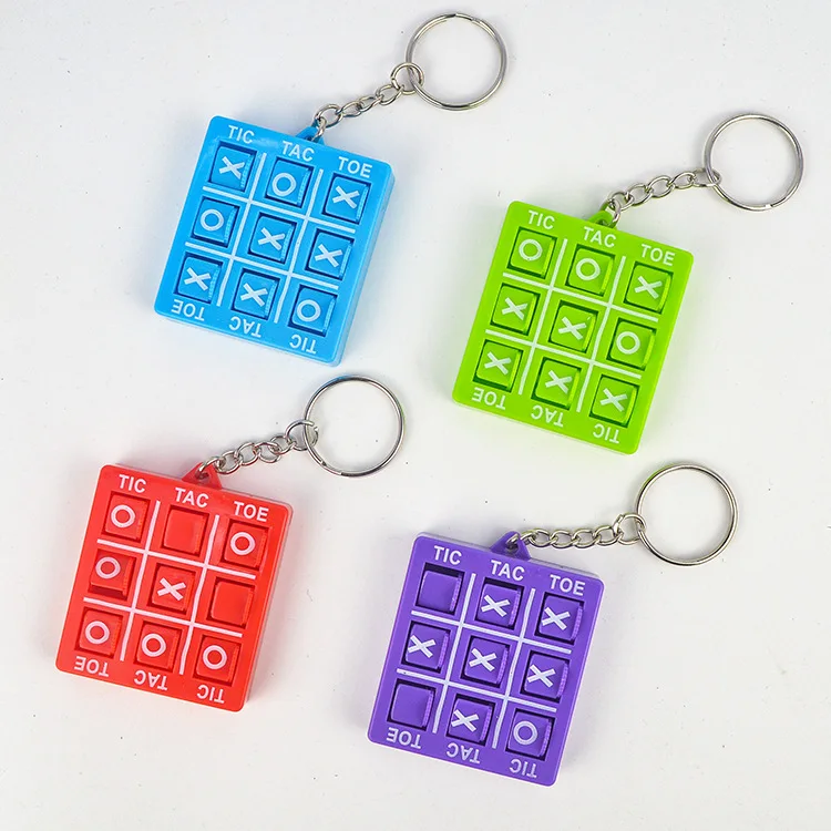 Colorful Tic Tac Toe Game Keychain Pendant For Kids Puzzle Toys Birthday Party Favor XO Rotating Game Chess Kindergarten Gifts