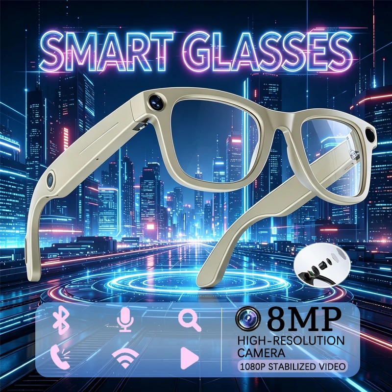 

New Smart Camera Glasses AI Voice Assistant Real-time Translation 800W HD Camera Long-lasting WIFI Transmission Smart Glasses