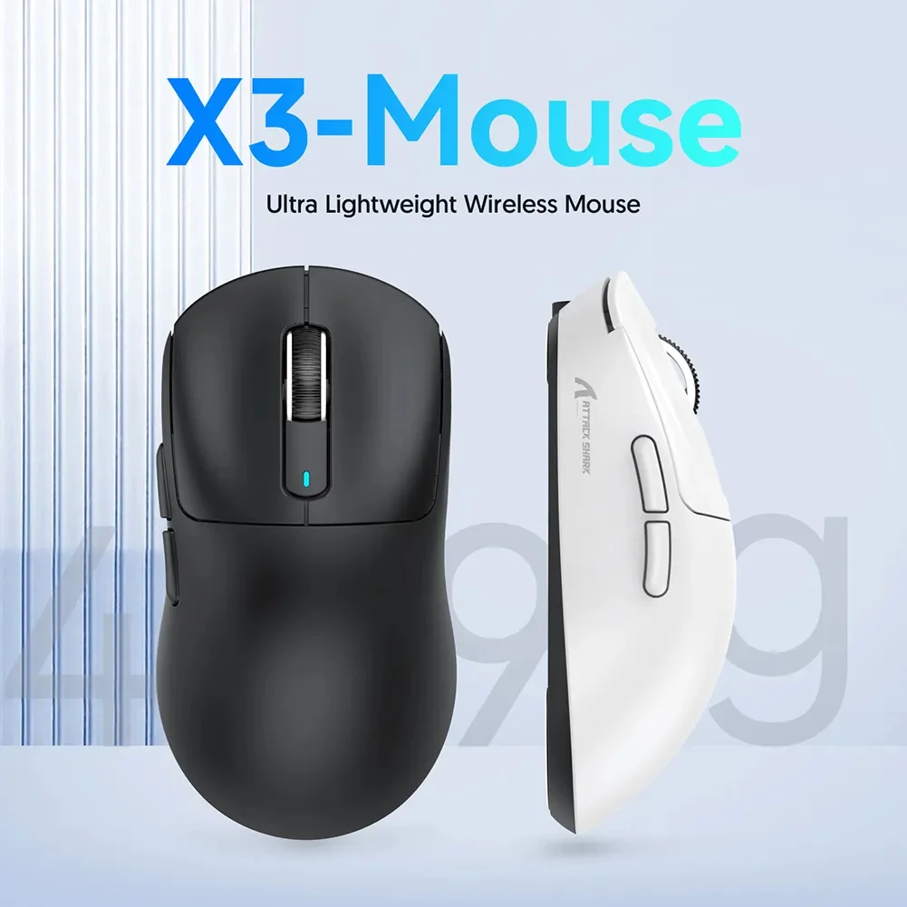 

X3 Bluetooth Mouse 49g Lightweight PixArt PAW3395 Tri-Mode Connection 26000dpi 650IPS Macro Gaming Mouse