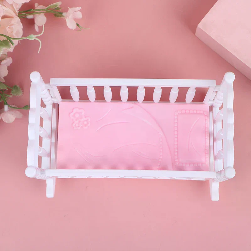 Doll House Light Pink White Baby Doll Shaker Toy Accessories Bed Cradle Crib view 5