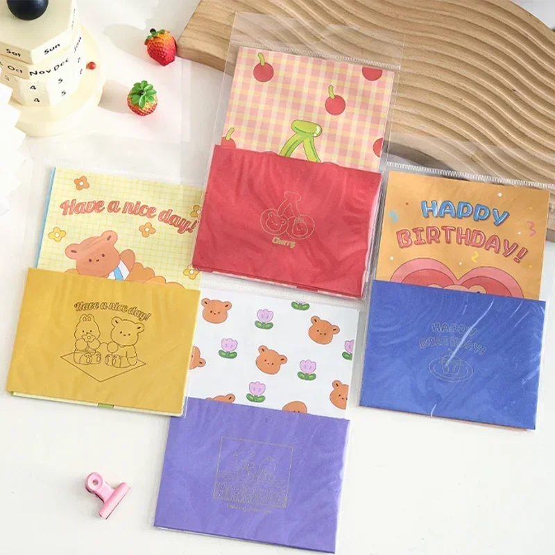 6pcs Cute Bear Rabbit Envelopes for Letters Kawaii Korean Stationery Letter Pads Greeting Card Cover Christmas Letter Paper