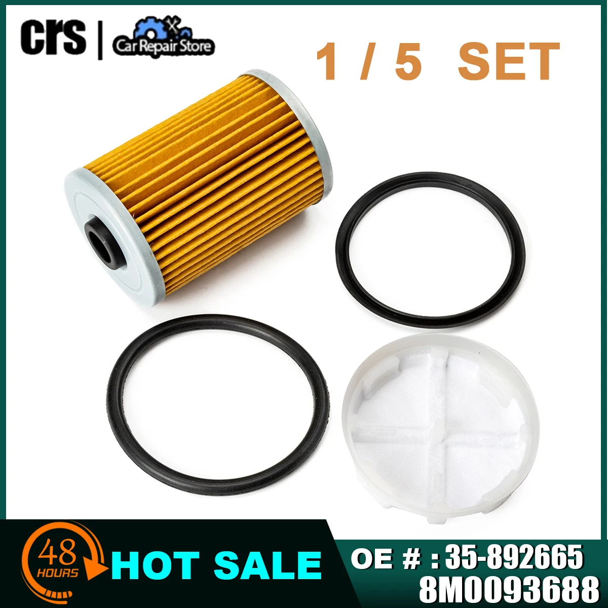 1/5SET 8m0093688 35-892665 Fuel Filter w/ Filtering Disk Set For Mercruiser Marine MIE & Bravo 5.0L, 5.7L, 6.2L, 8.1 MPI Engines