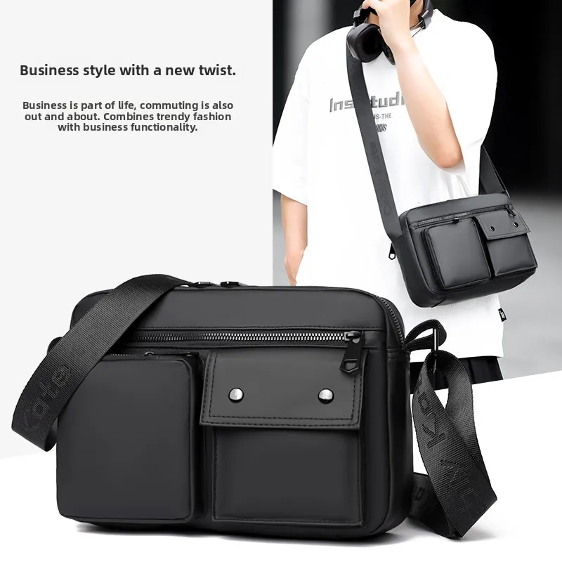 

Men's Casual Crossbody Bag Multi-Layer Lightweight Leather Membrane Faion Commuting Bag Multifunctional Leisure Trendy Ba...