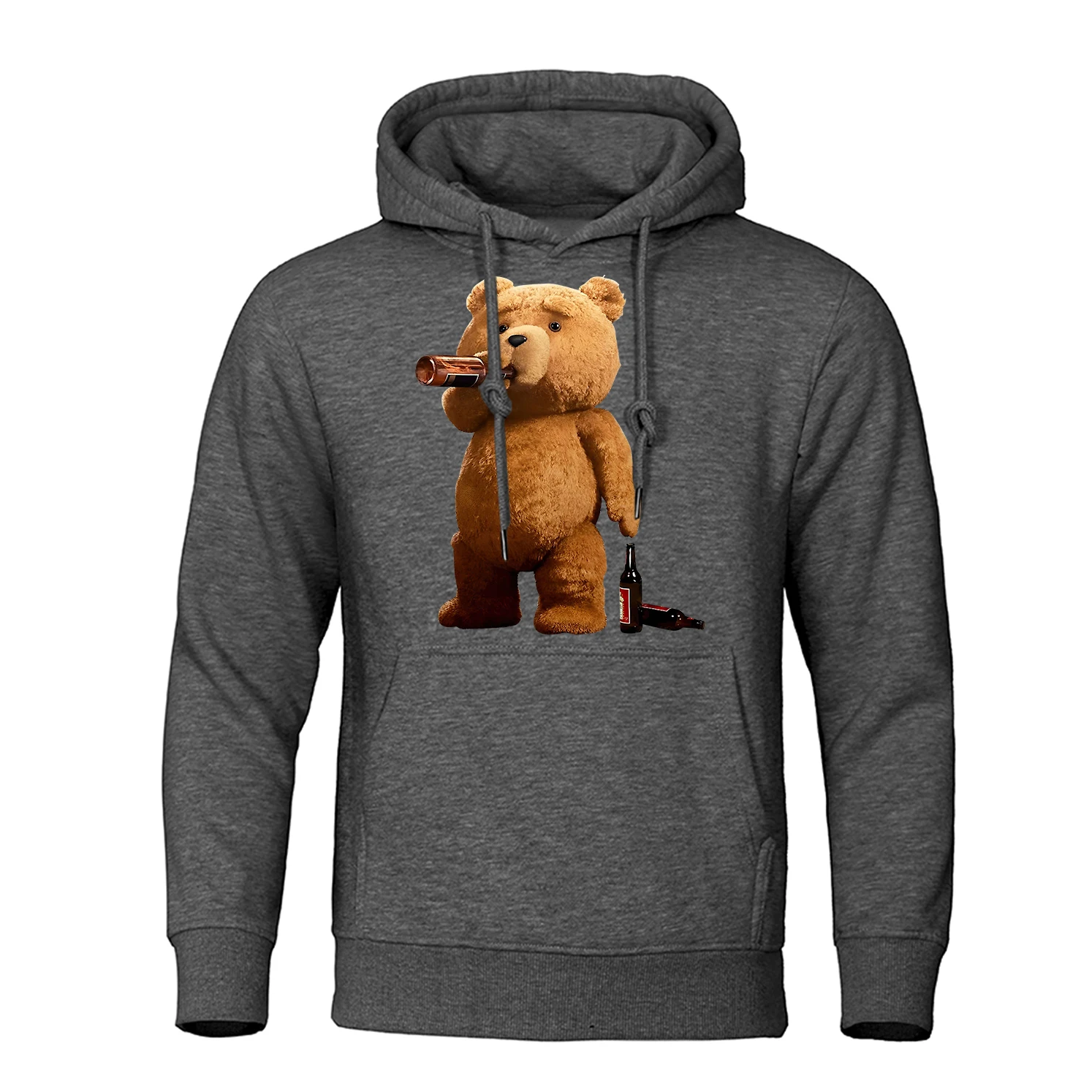 Mr.Ted Bear Is A Beer Lover Printed Hoodies Men Casual Comfortable Clothing Loose Fleece Clothes Fashion Pullovers Streetwear