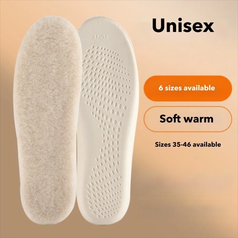 แผ่นรองเท้าขนสัตว์ยืดหยุ่นสูง 1 คู่ พื้นรองเท้าทำจากยางลาเท็กซ์ ดีไซน์หนา แผ่นรองเท้ากันความร้อน รองรับอุ้งเท้า สำหรับรองเท้าฤดูหนาว