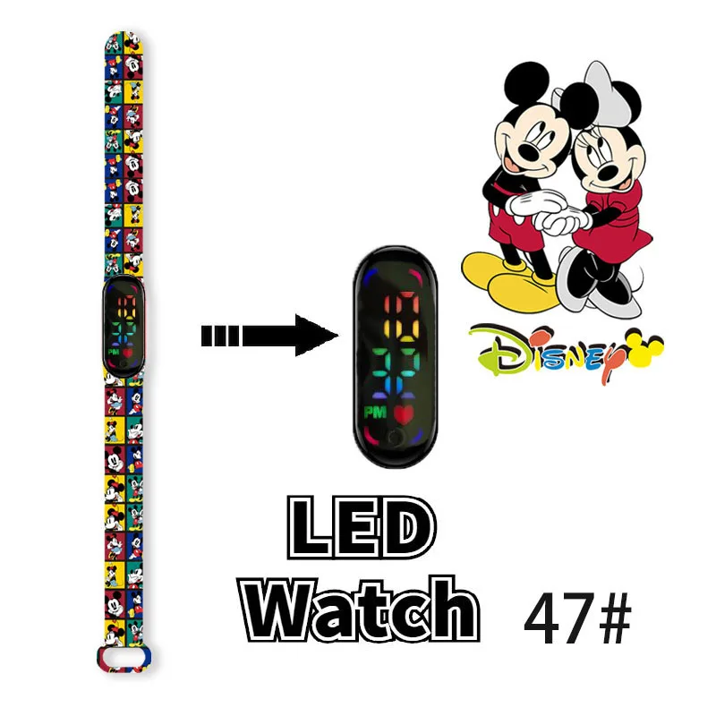 Disney Mickey Minnie Kinderen Horloge Cartoon Karakter Donald Duck Daisy Led Elektronische Sport Waterdichte Armband Kids Horloges