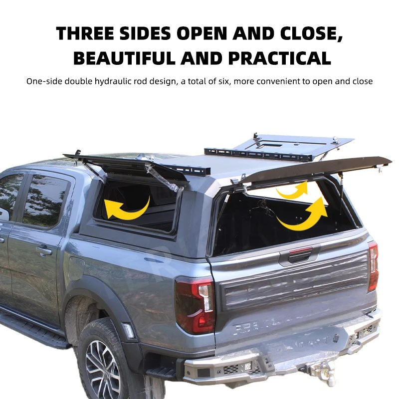 High Quality Stainless Steel Hardtop Pickup Bed Cover With Roof Rack Camping Canopy Fit Tacoma Hilux Car Tent Type Accessories view 2