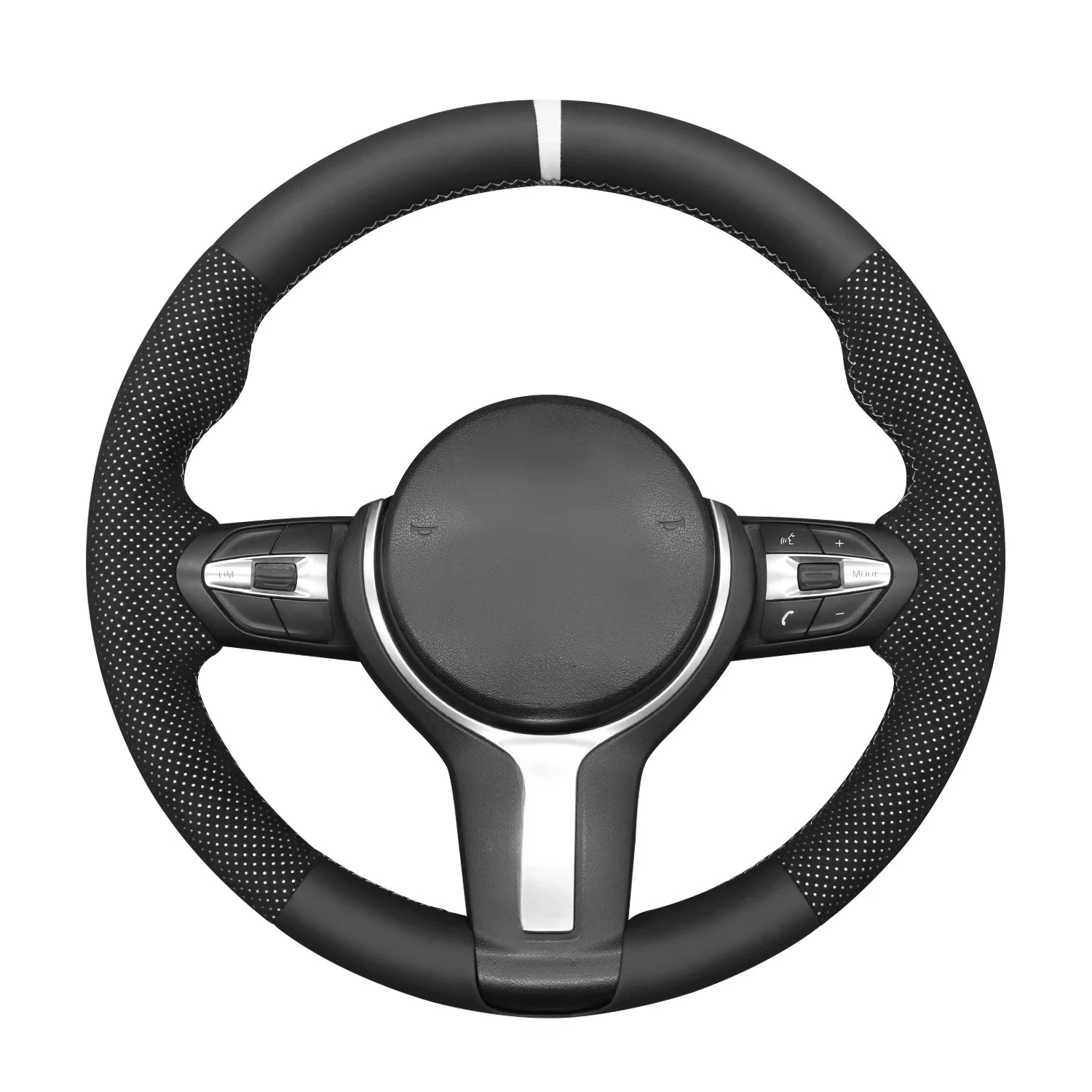 Custom Hand Stitch Black Suede Leather Steering Wheel Cover for M Sport 2 3 4 5 6 Series X1 X2 X3 X4 X5 X6